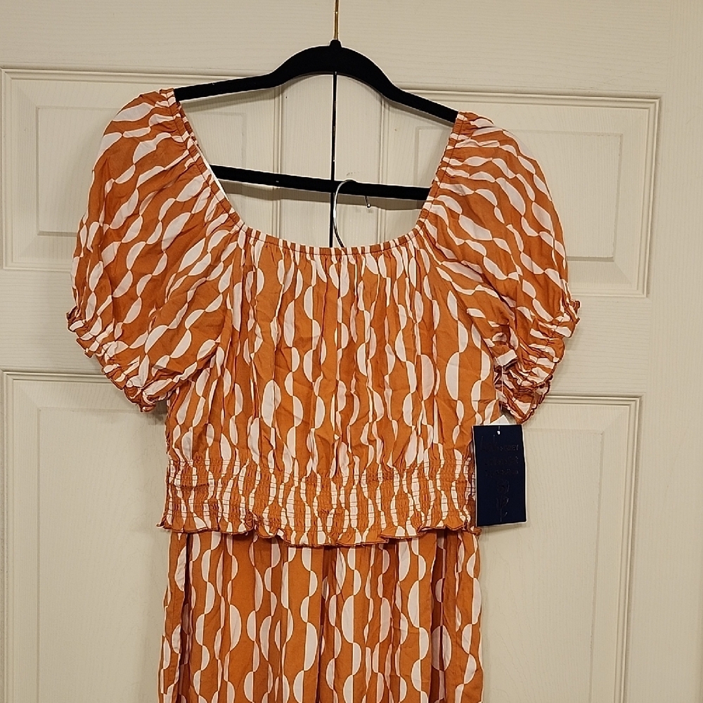 Orange and White Patterned 2 Piece Set Top & Bottom